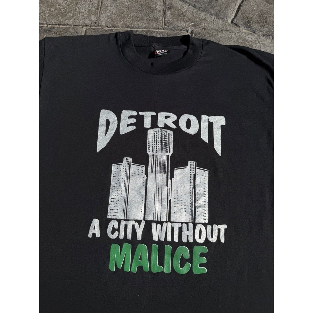 Vintage 80s 90s Detroit A City Without Malice Rap Style T-Shirt Size XL